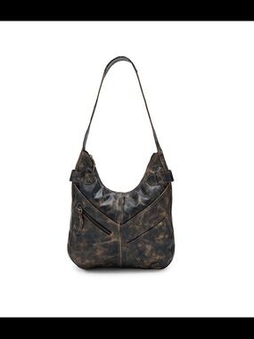 Bed Stu Argus Distressed Black Shoulder Hobo Bag